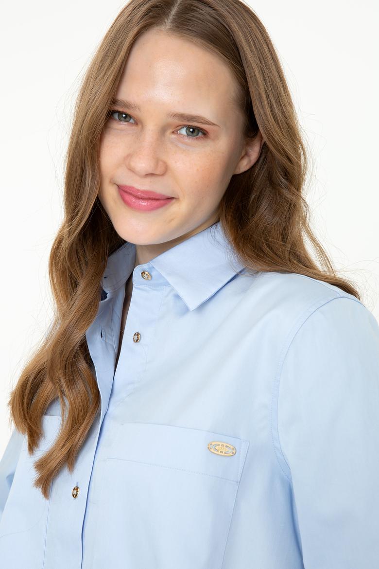 Kadın Açık Mavi Gömlek Uzunkol - 50246461022