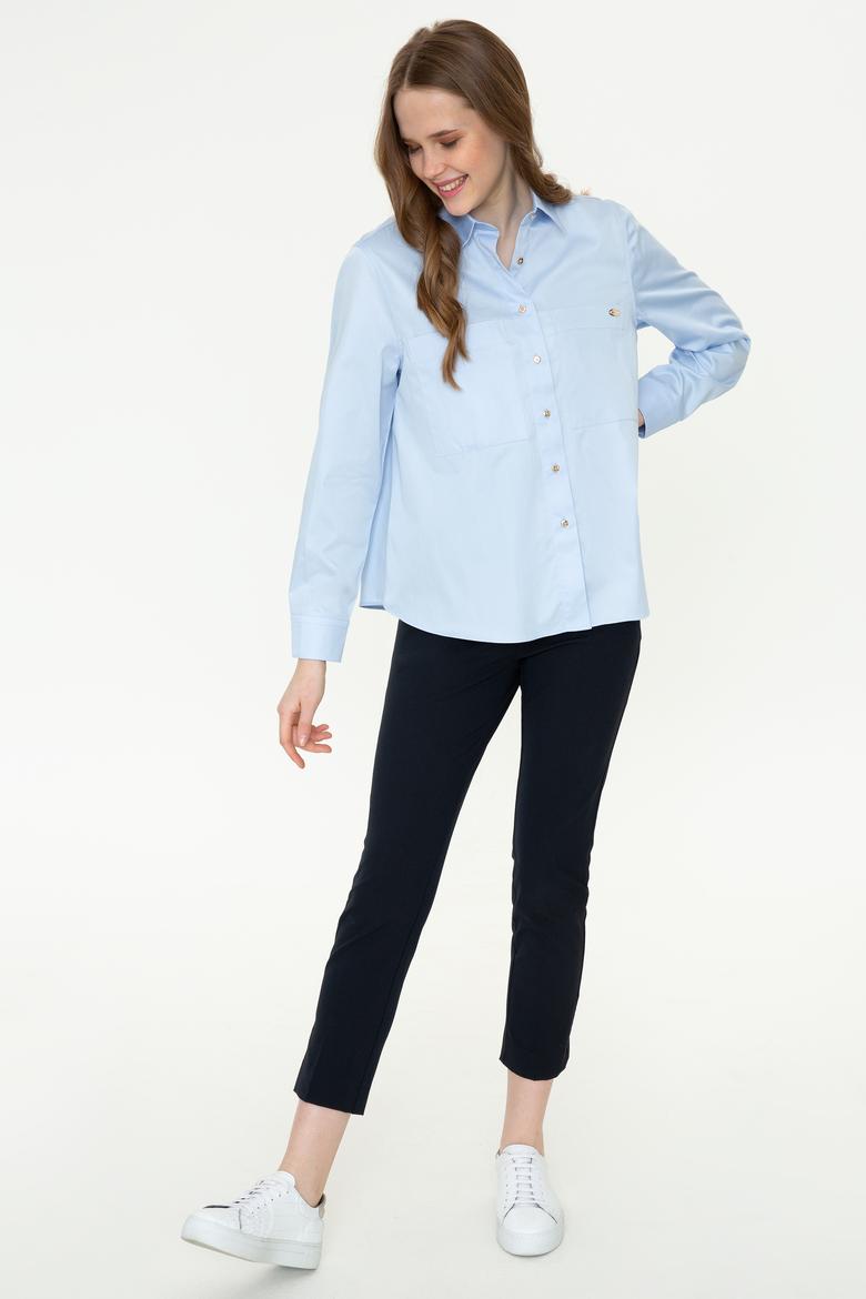 Kadın Açık Mavi Gömlek Uzunkol - 50246461022