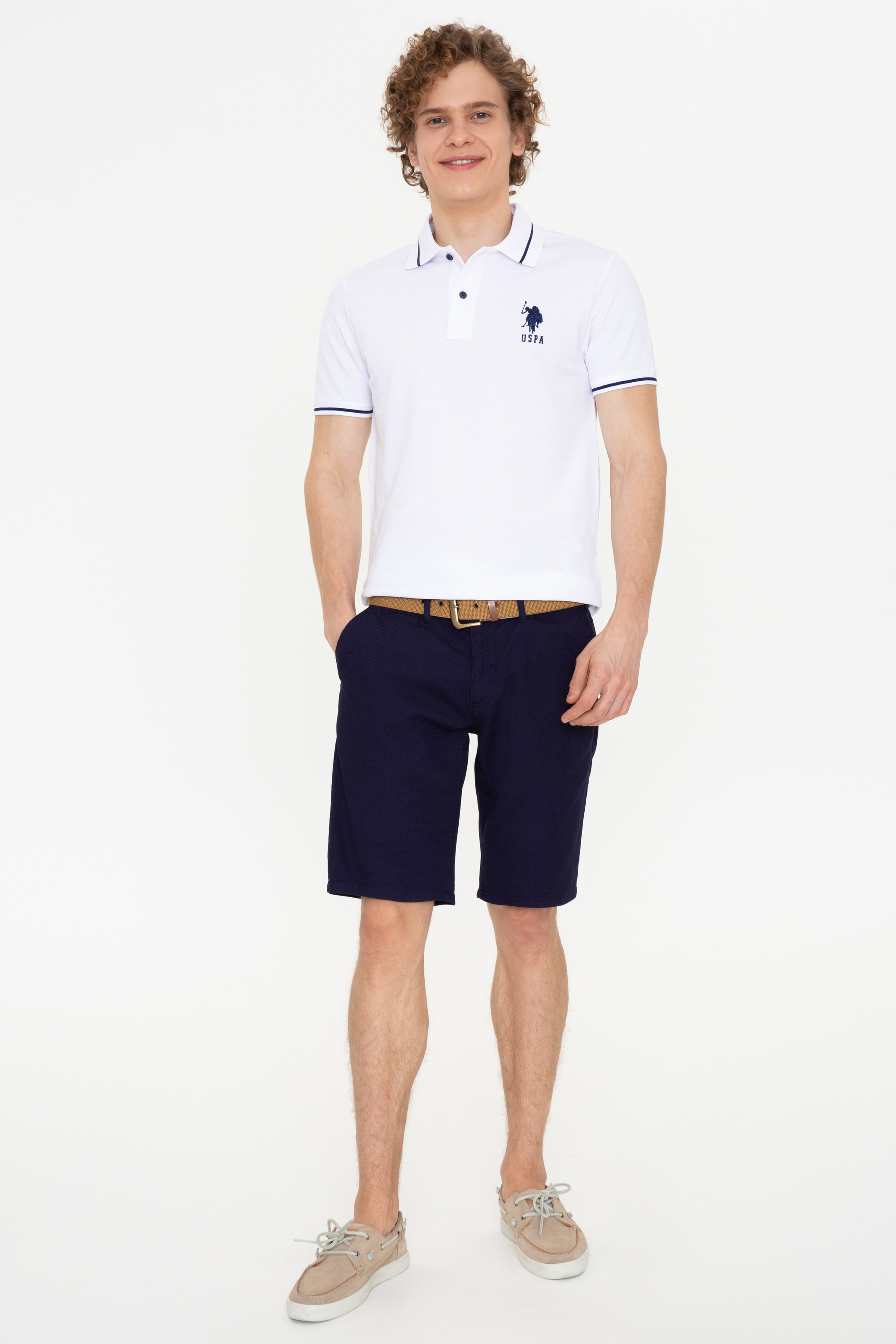 Erkek Beyaz Polo Yaka T-Shirt Basic