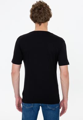 Erkek Siyah V Yaka Basic Tişört - 50248506026