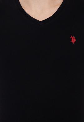 Erkek Siyah V Yaka Basic Tişört - 50248506026