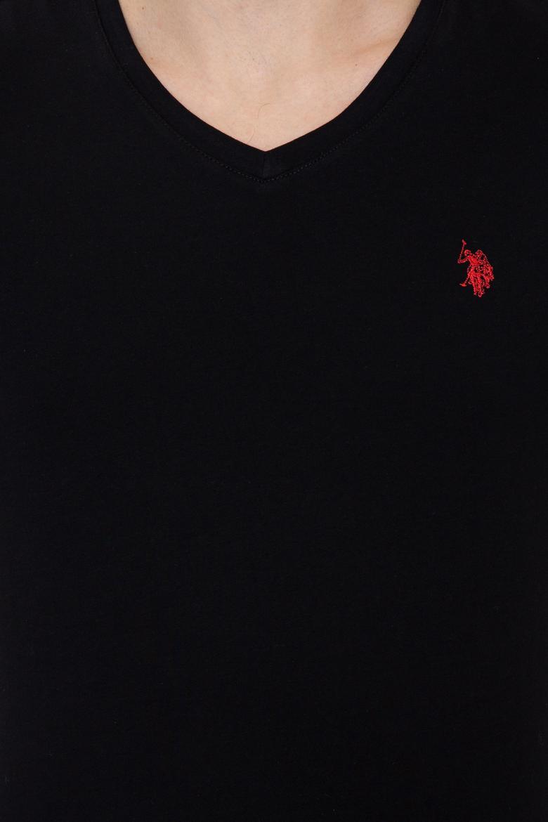 Erkek Siyah V Yaka Basic Tişört - 50248506026