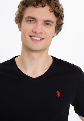 Erkek Siyah V Yaka Basic Tişört - 50248506026