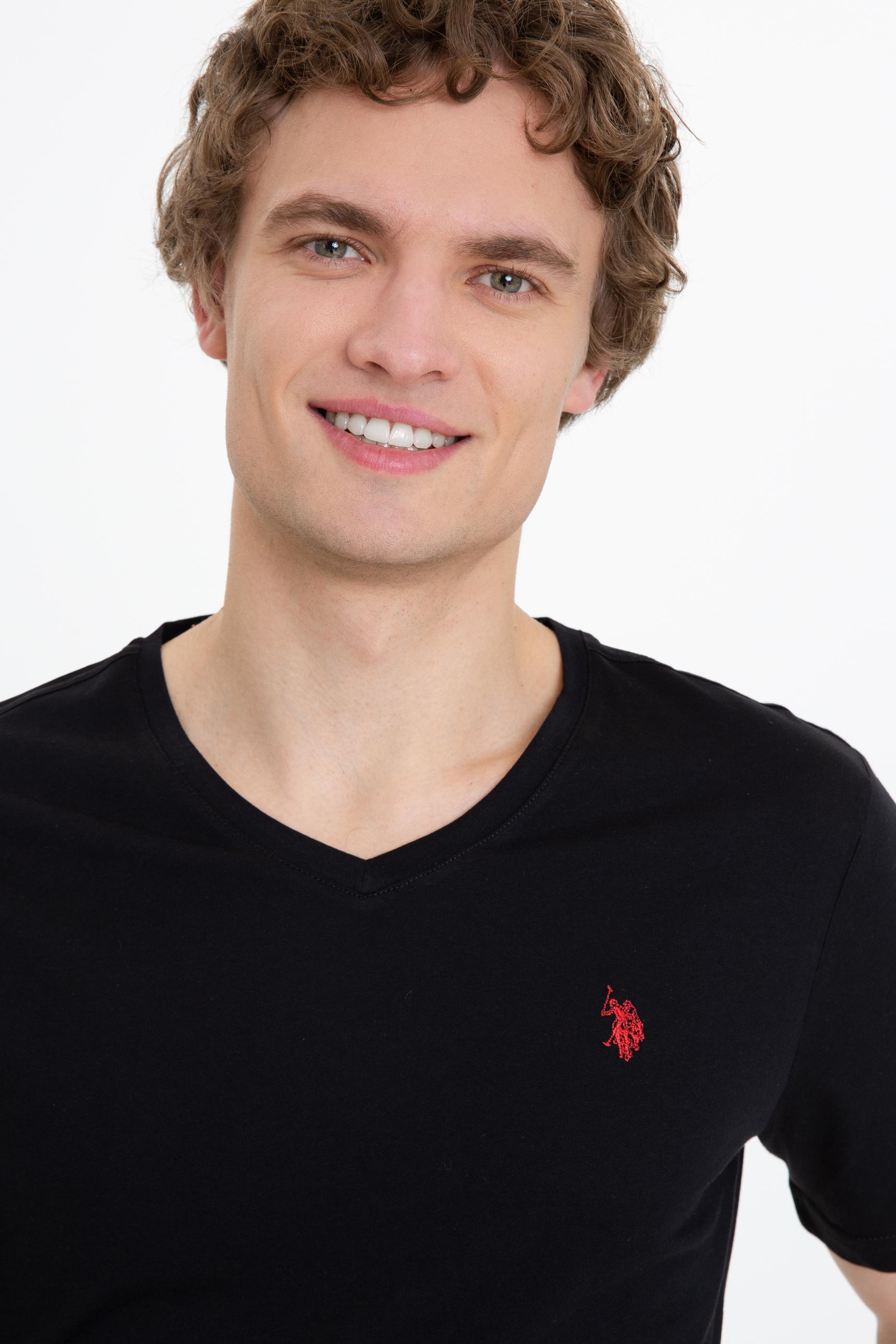 Erkek Siyah V Yaka Basic Tişört