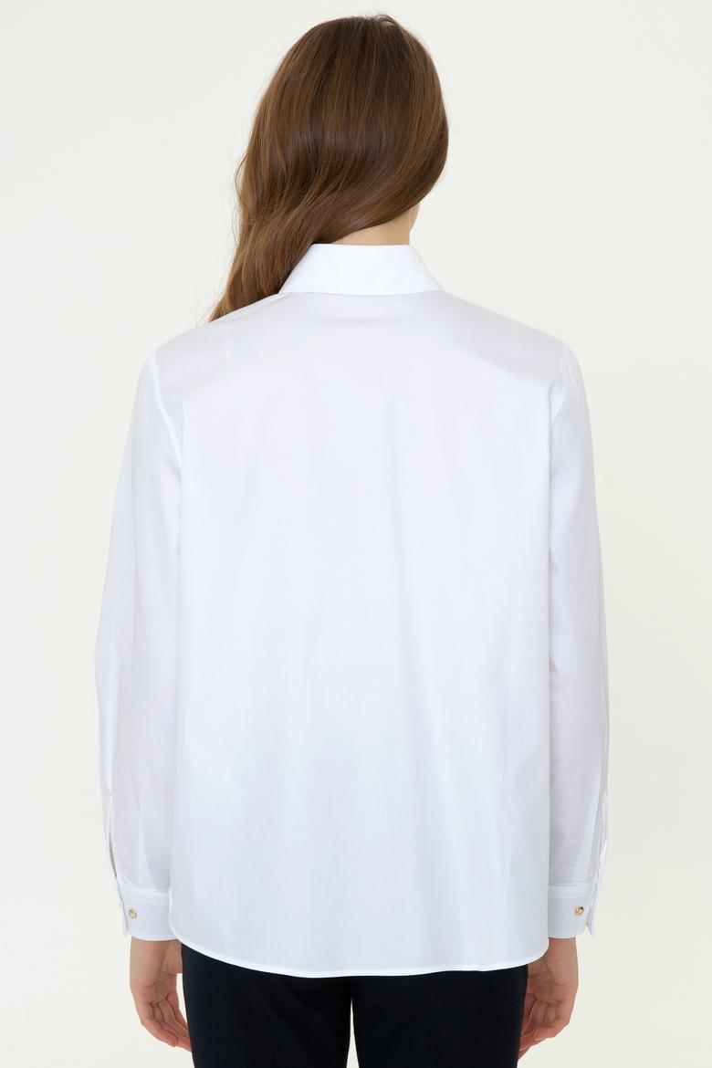 Kadın Beyaz Uzun Kollu Gömlek - 50246461050