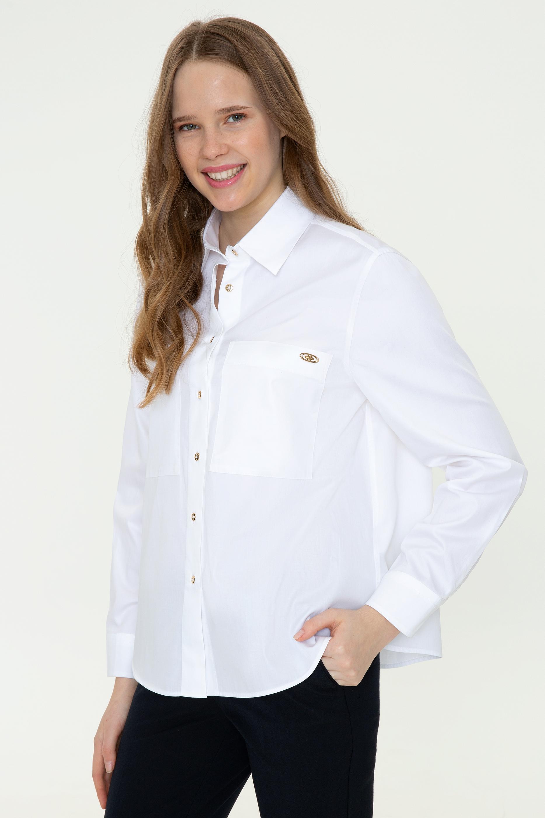 Kadın Beyaz Uzun Kollu Gömlek