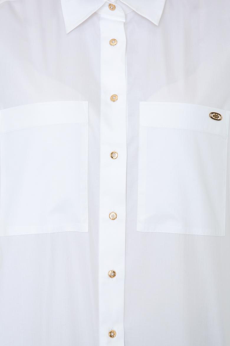 Kadın Beyaz Uzun Kollu Gömlek - 50246461050