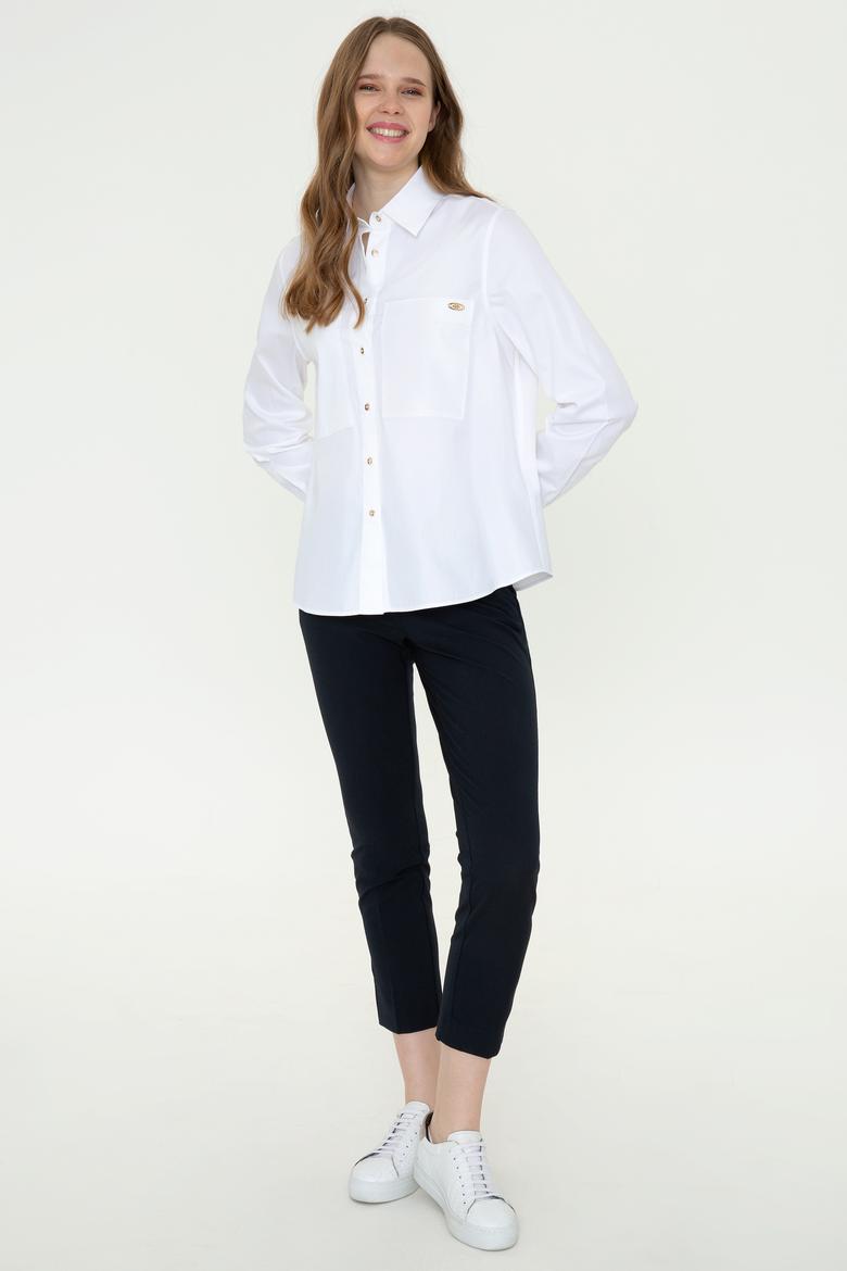 Kadın Beyaz Uzun Kollu Gömlek - 50246461050