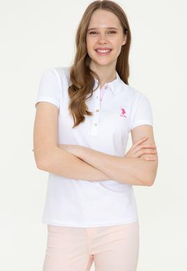 Kadın Beyaz Basic Polo Yaka Tişört - 50246287007