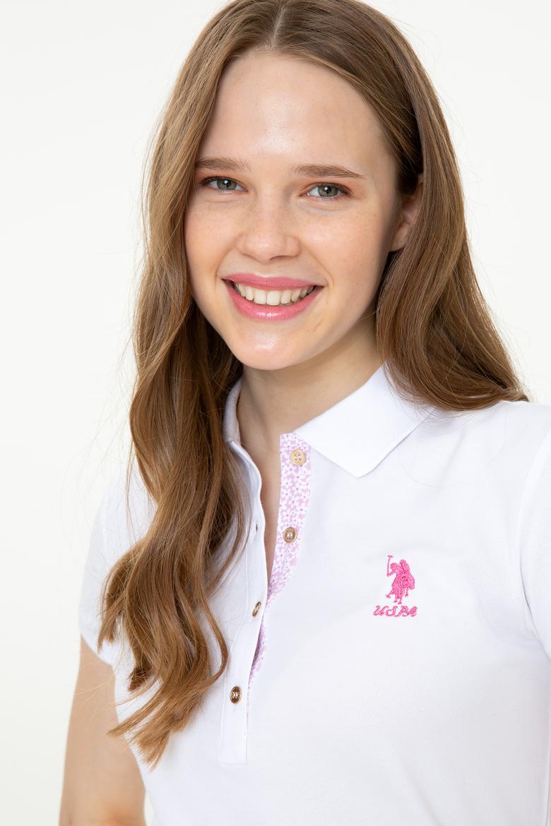 Kadın Beyaz Basic Polo Yaka Tişört - 50246287007