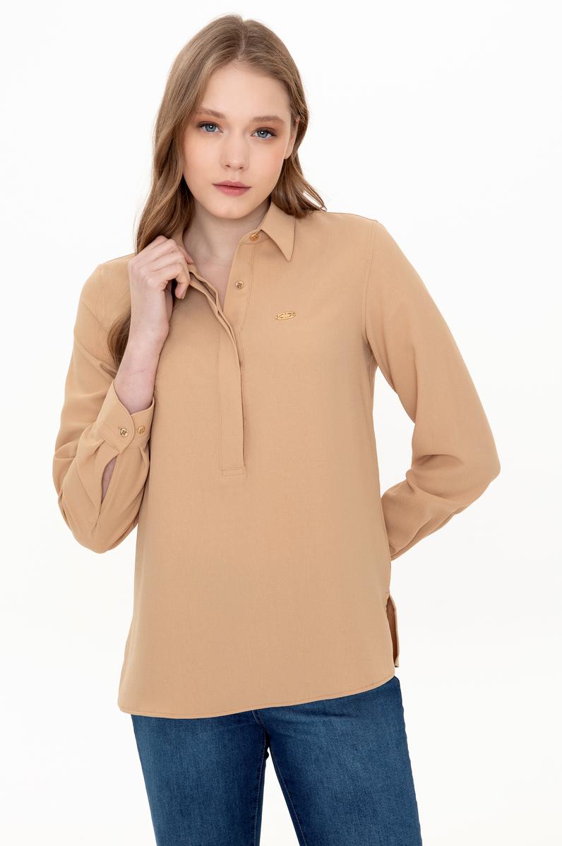 Kadın Camel Uzun Kollu Gömlek
