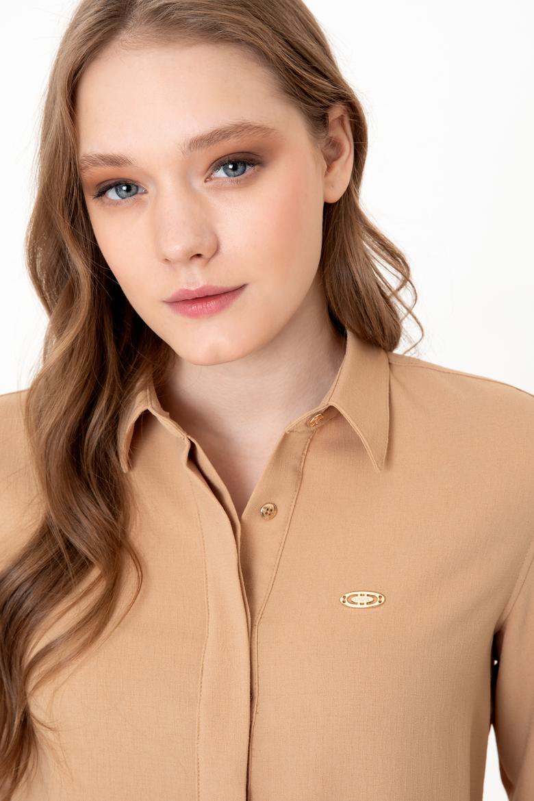 Kadın Camel Uzun Kollu Gömlek - 50237593040