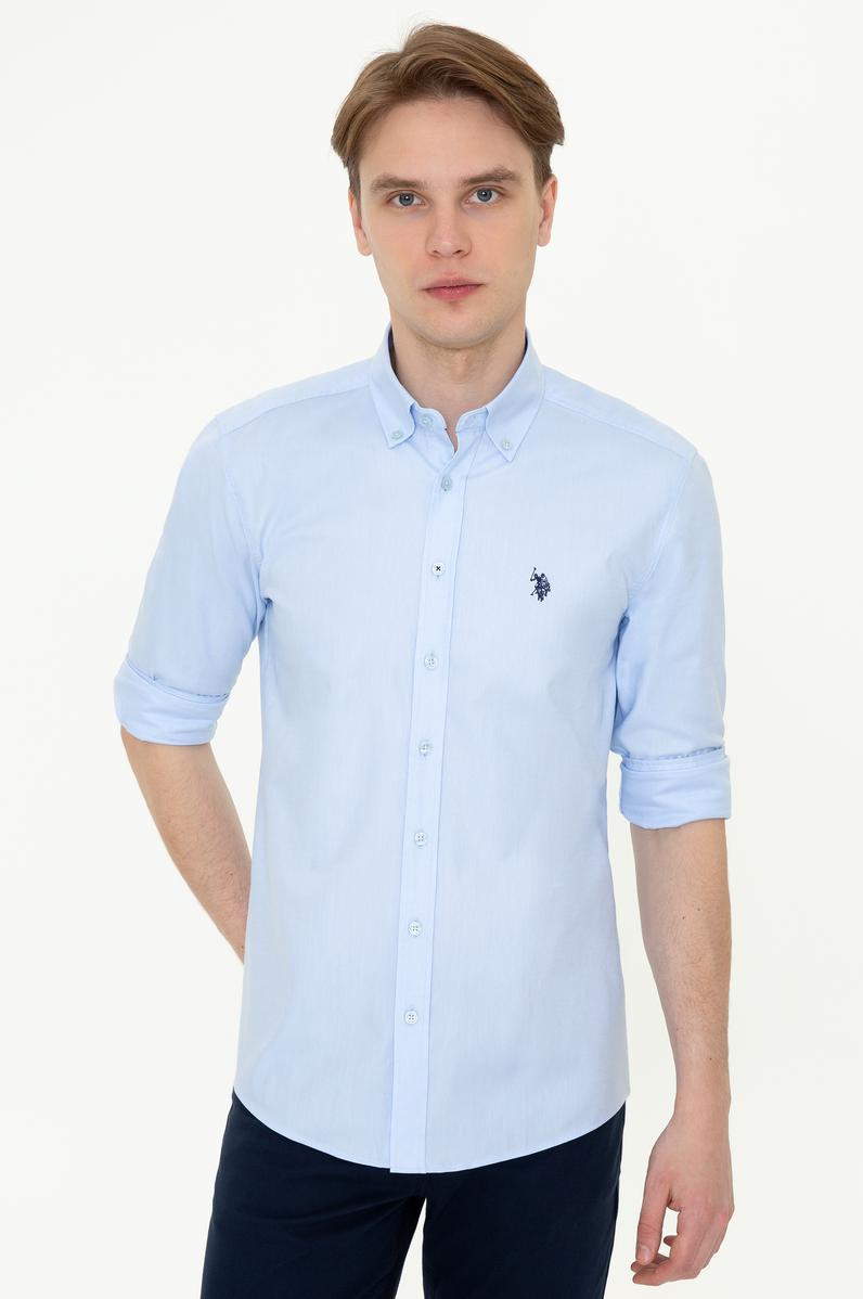 Erkek Açık Mavi Uzun Kollu Basic Gömlek