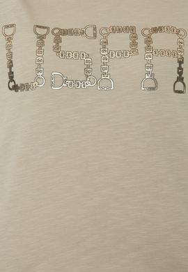 Kadın Haki Bisiklet Yaka Crop Tişört - 50249014007