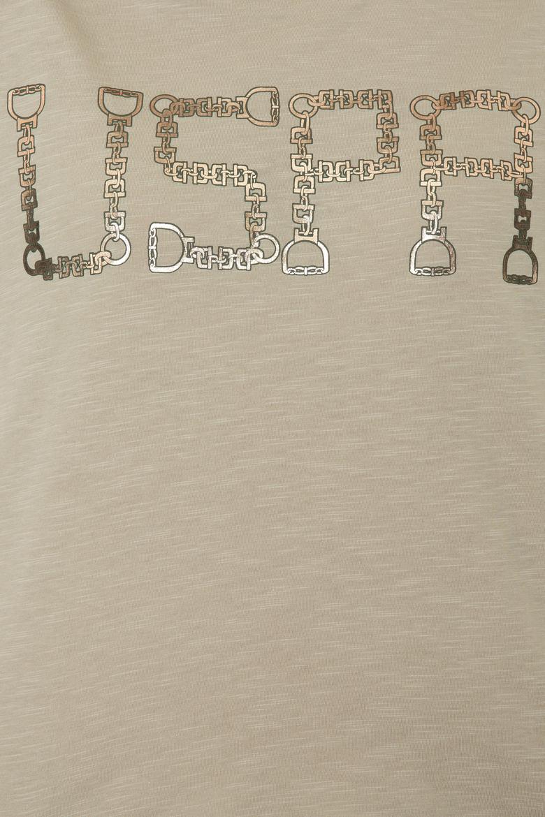 Kadın Haki Bisiklet Yaka Crop Tişört - 50249014007