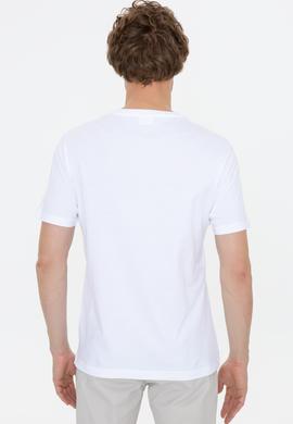 Erkek Beyaz Basic Bisiklet Yaka Tişört - 50249152001