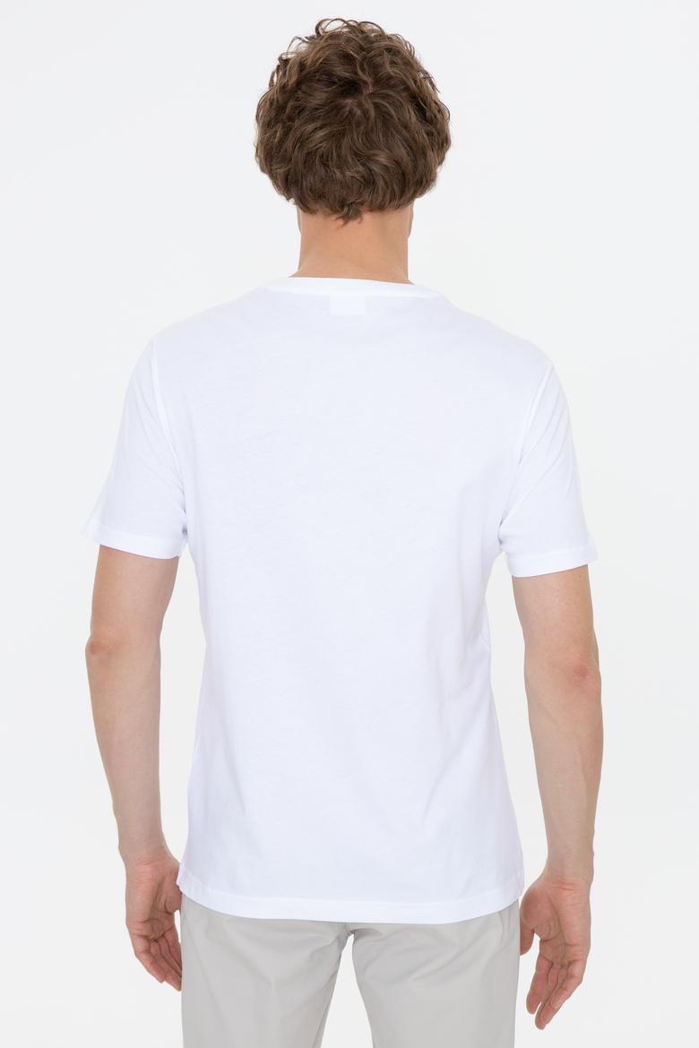 Erkek Beyaz Basic Bisiklet Yaka Tişört - 50249152001