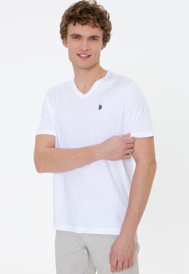 Erkek Beyaz Basic Bisiklet Yaka Tişört - 50249152001