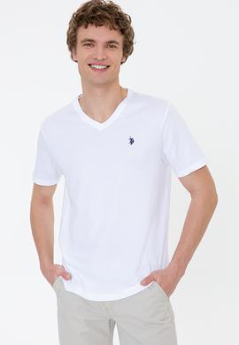 Erkek Beyaz Basic Bisiklet Yaka Tişört - 50249152001