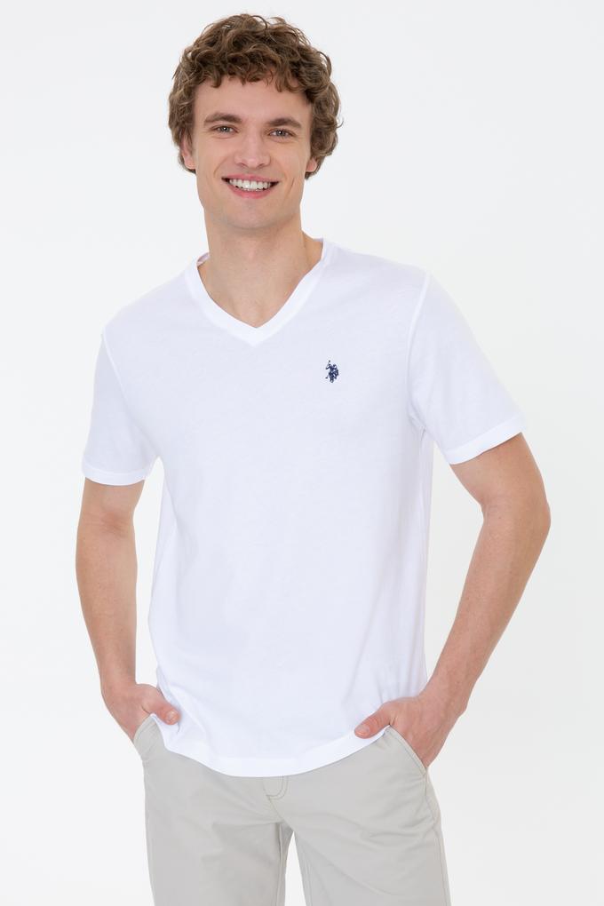 Erkek Beyaz Basic Bisiklet Yaka Tişört