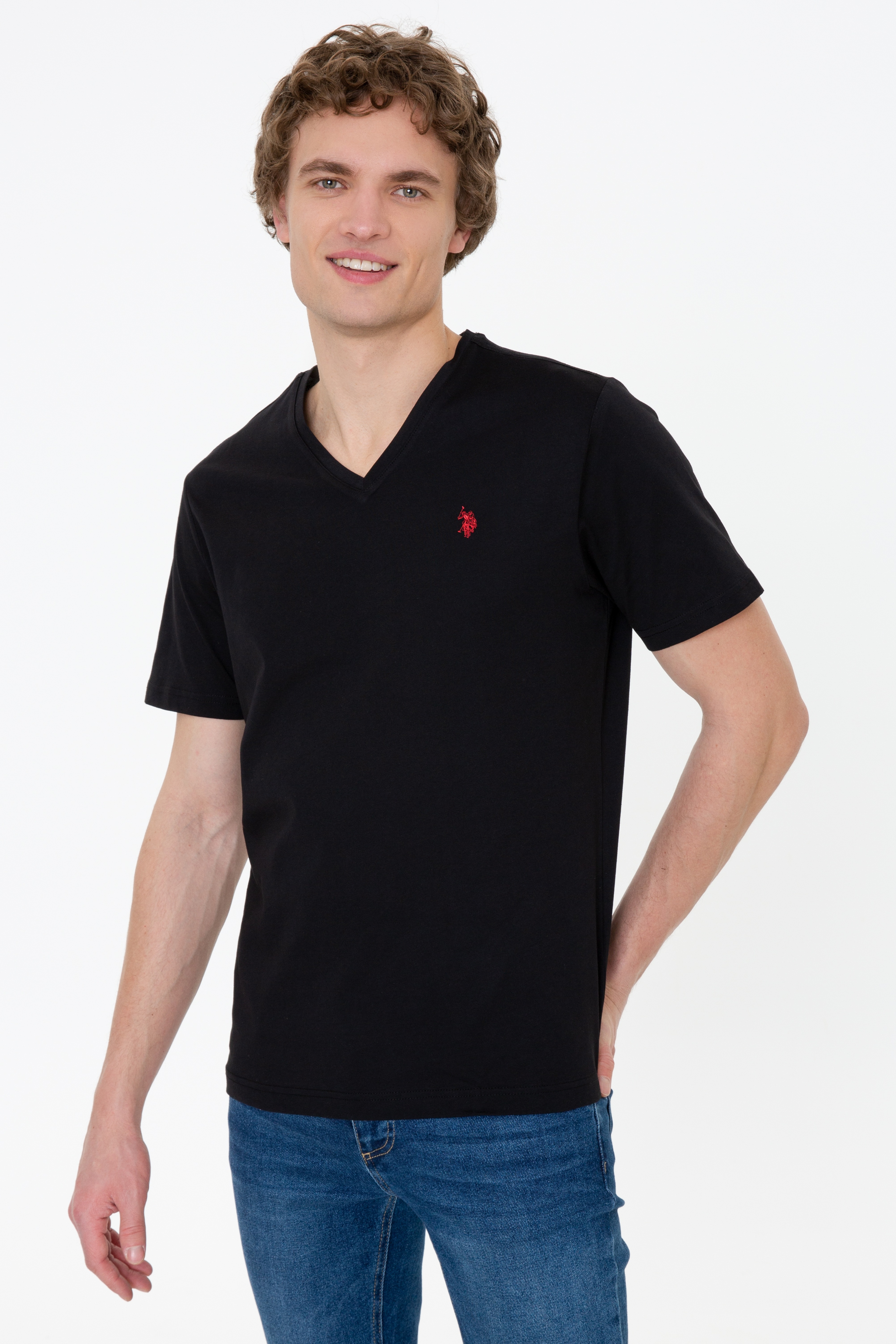 Erkek Siyah Bisiklet Yaka Basic T-Shirt - Image 3
