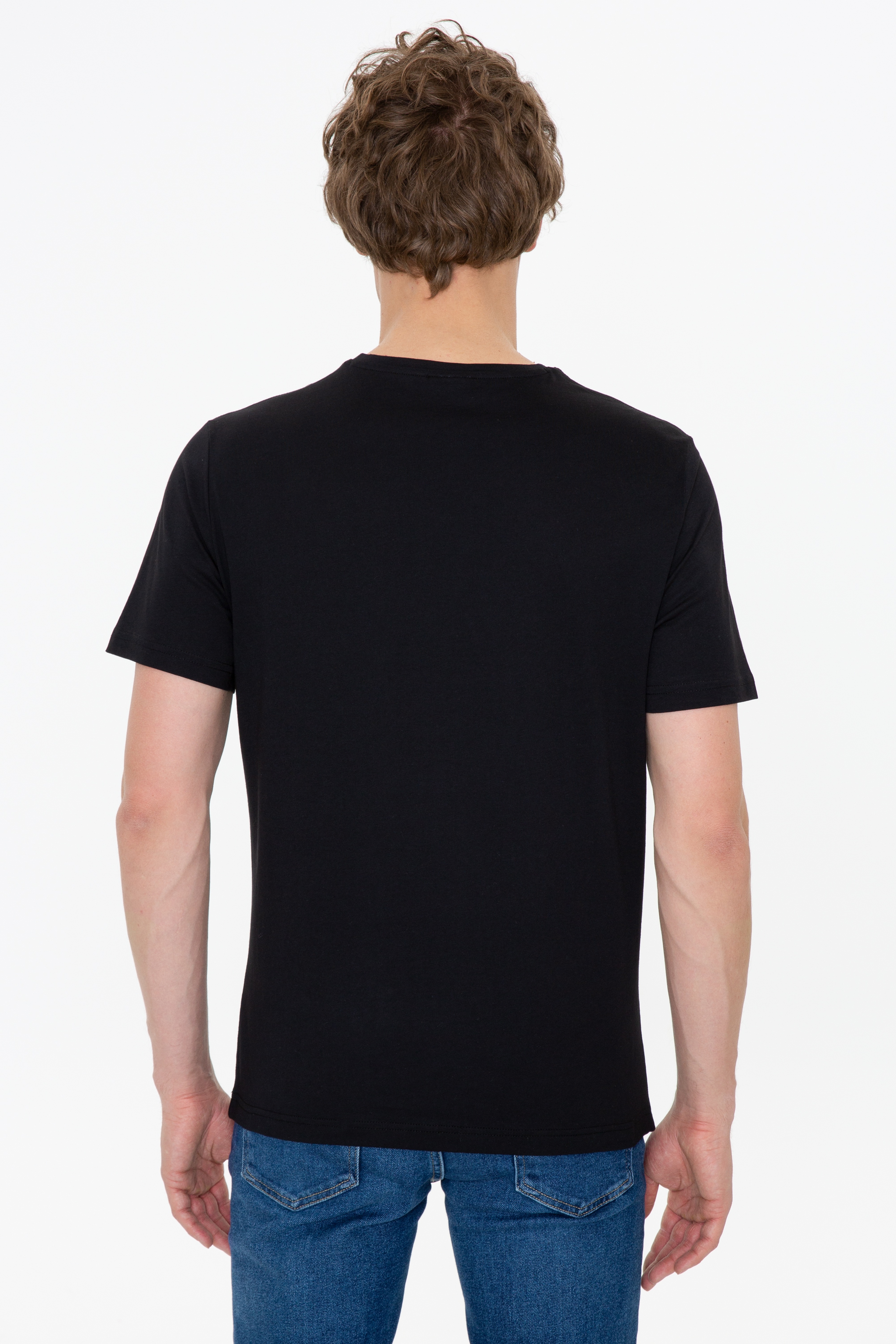 Erkek Siyah Bisiklet Yaka Basic T-Shirt