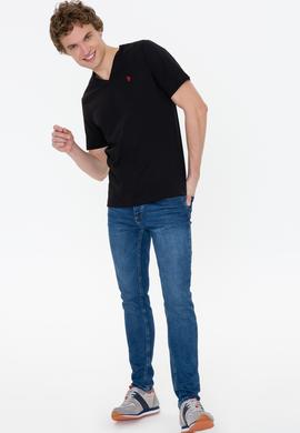 Erkek Siyah Bisiklet Yaka Basic T-Shirt - 50249152011