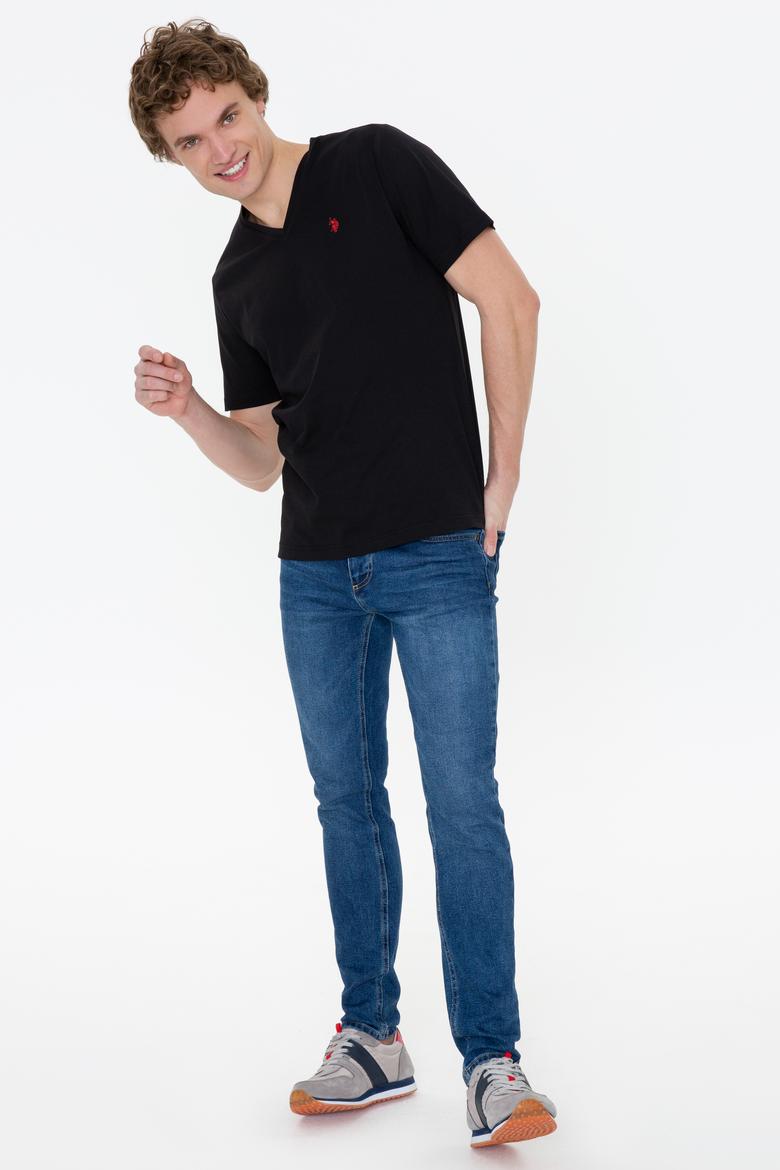 Erkek Siyah Bisiklet Yaka Basic T-Shirt - 50249152011