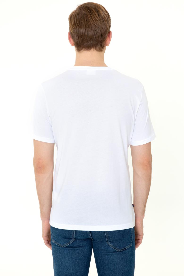 Erkek Beyaz Basic Bisiklet Yaka Tişört - 50248569007