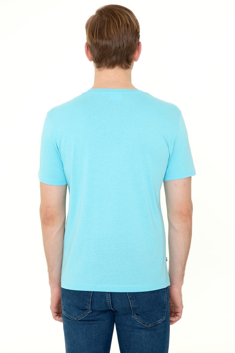 Erkek Turkuaz Basic Bisiklet Yaka Tişört - 50248569082