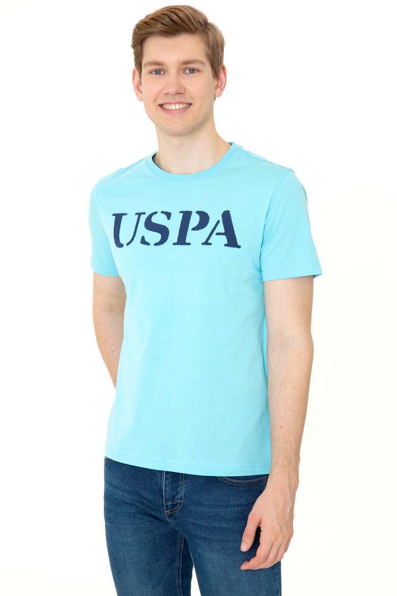 Erkek Turkuaz Basic Bisiklet Yaka Tişört