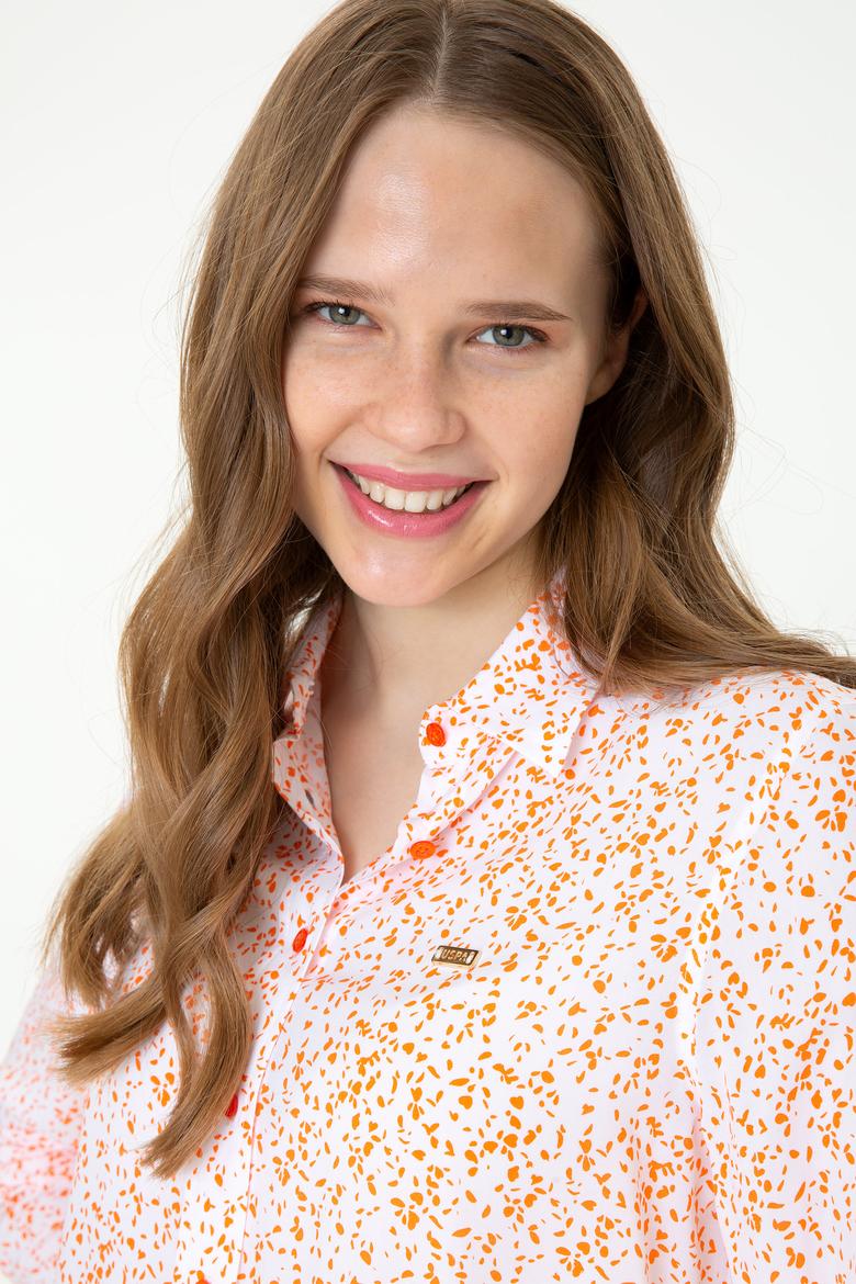 Kadın Turuncu Uzun Kollu Gömlek - 50247291013