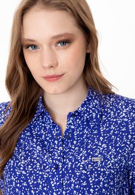 Kadın Mavi Uzun Kollu Gömlek - 50247291003