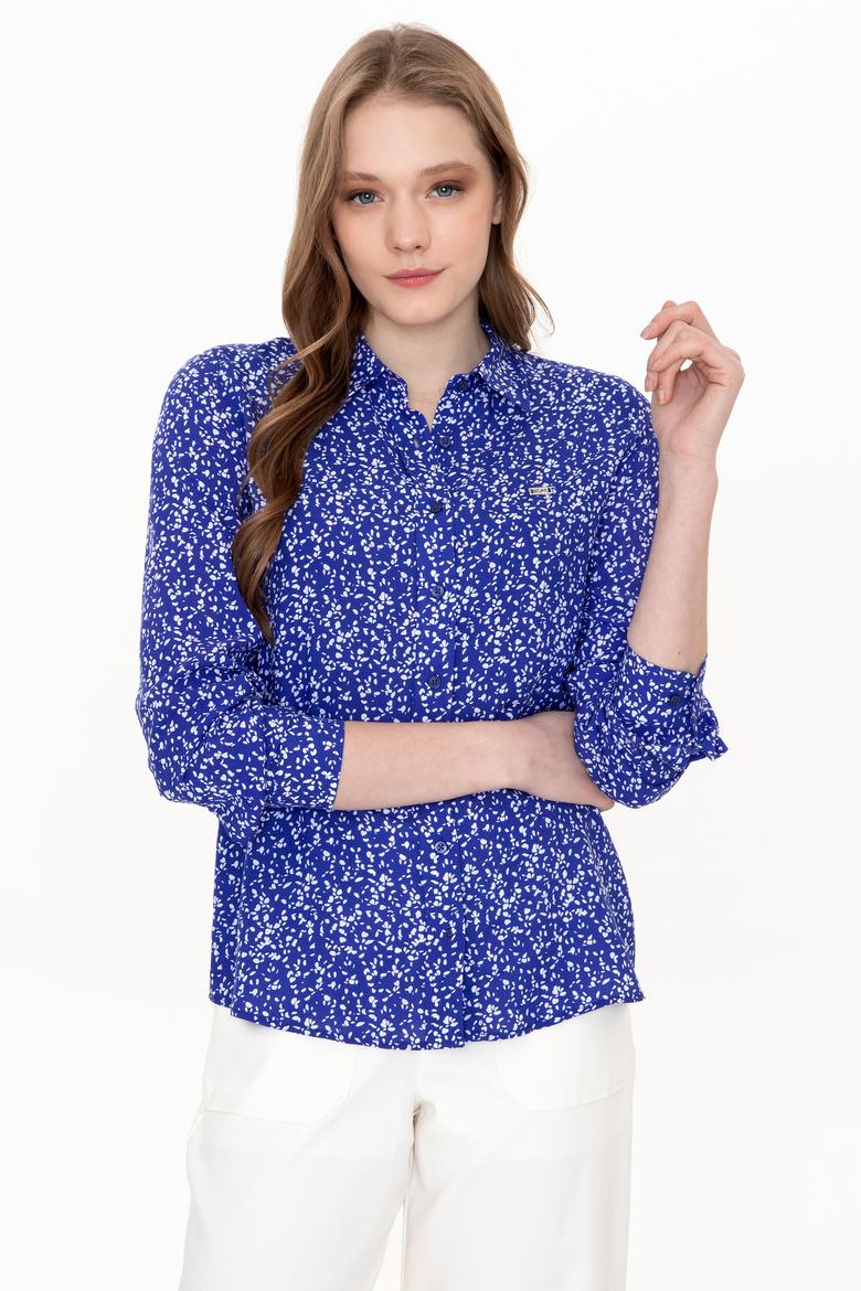 Kadın Mavi Uzun Kollu Gömlek - 50247291003