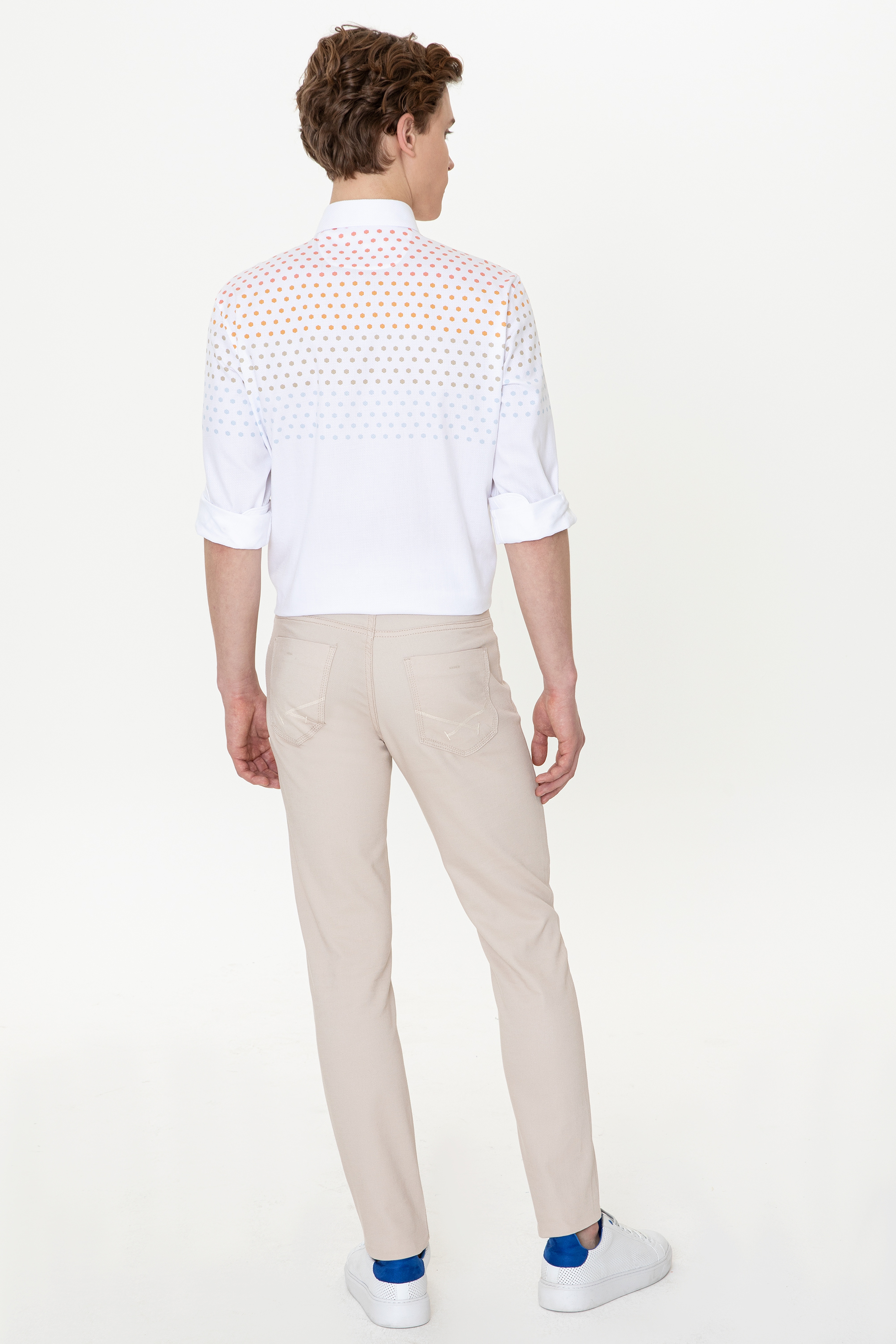 Erkek Slim Fit Bej Kanvas Pantolon - Image 4