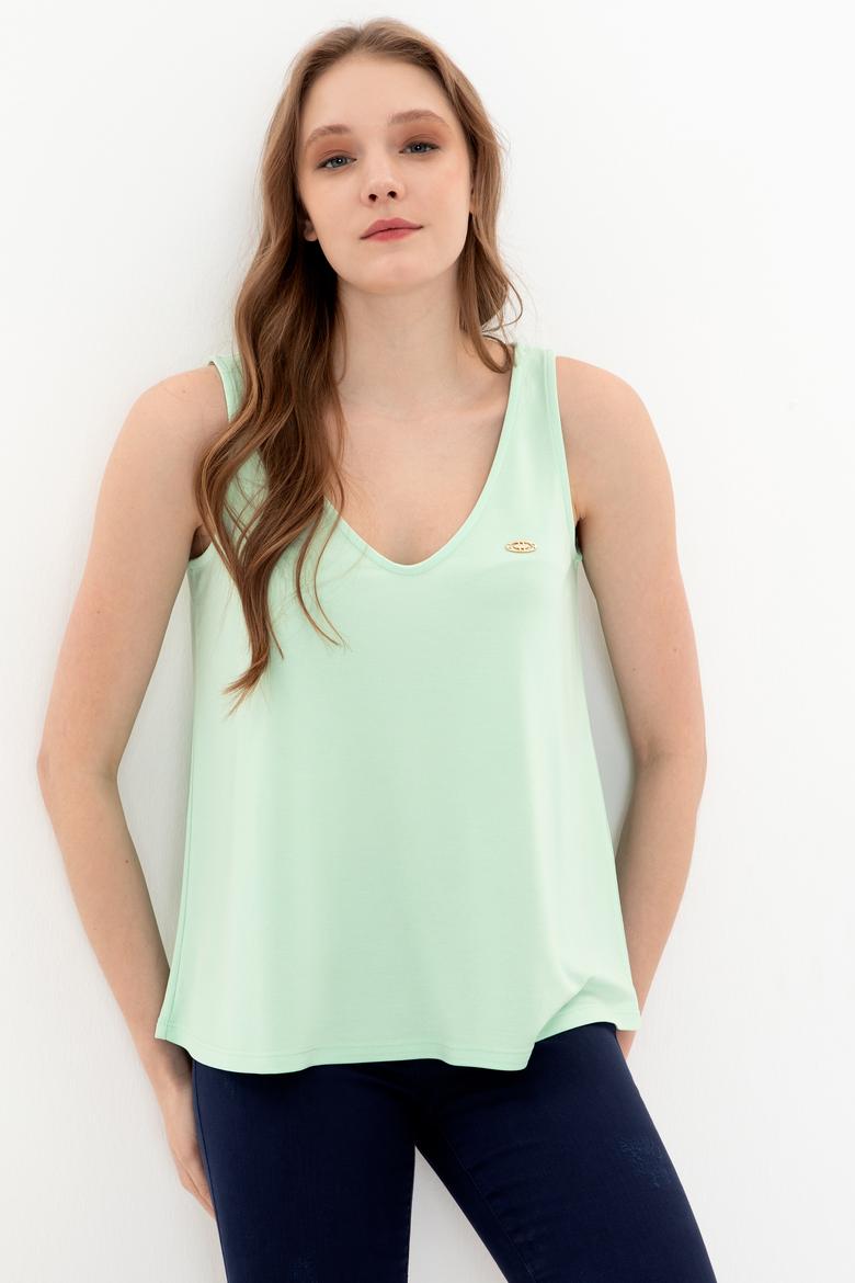 Kadın Mint Kolsuz Tişört