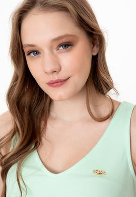 Kadın Mint Kolsuz Tişört - 50248910013