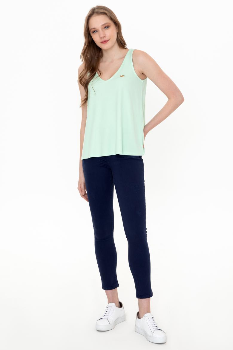 Kadın Mint Kolsuz Tişört - 50248910013