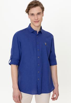 Erkek Mavi Uzun Kollu Basic Gömlek - 50246466096