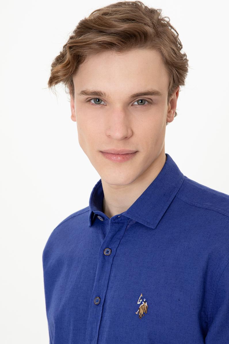 Erkek Mavi Uzun Kollu Basic Gömlek