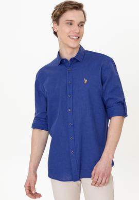 Erkek Mavi Uzun Kollu Basic Gömlek - 50246466096