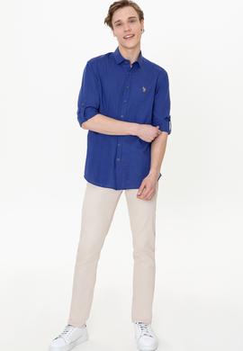 Erkek Mavi Uzun Kollu Basic Gömlek - 50246466096