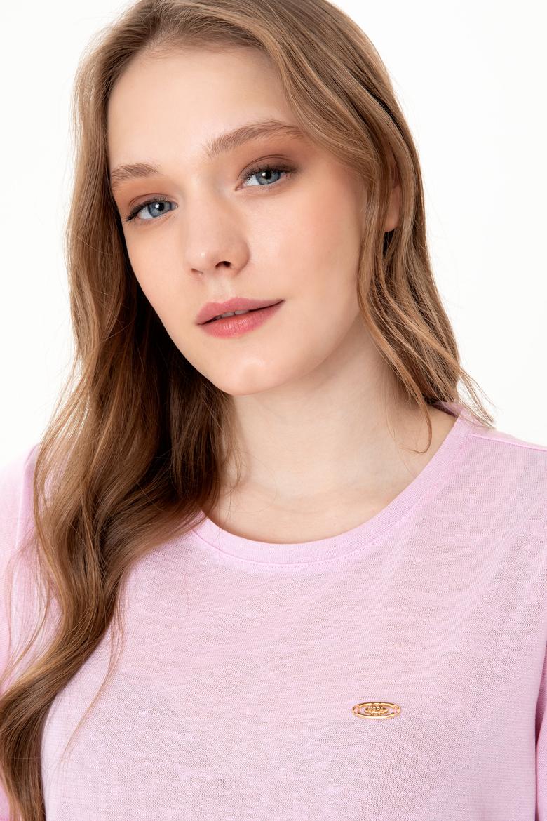 Kadın Manolya Bisiklet Yaka Tişört - 50247099028