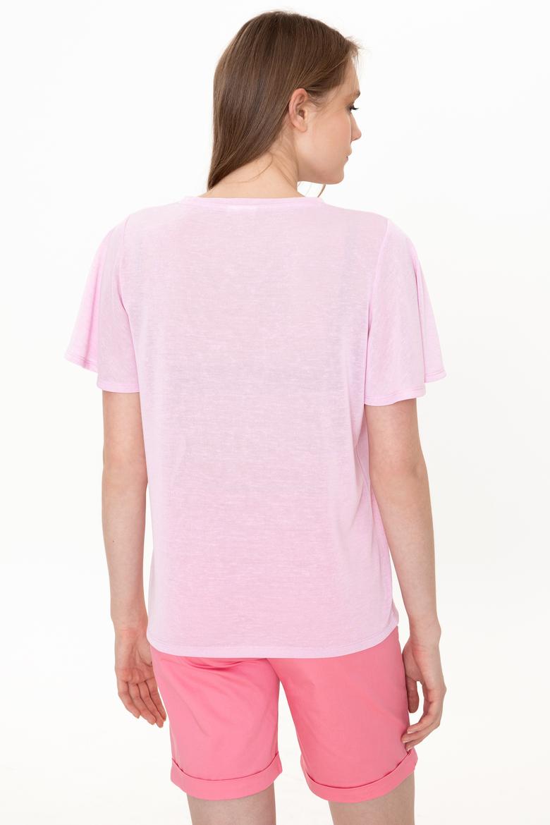 Kadın Manolya Bisiklet Yaka Tişört - 50247099028