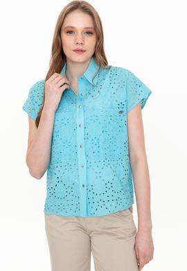 Kadın Turkuaz Kısa Kollu Gömlek - 50249561009