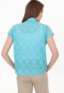 Kadın Turkuaz Kısa Kollu Gömlek - 50249561009