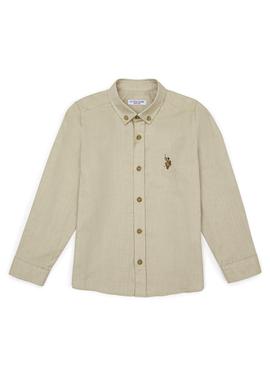 Erkek Çocuk Koyu Haki Uzun Kollu Basic Gömlek - 50247649092