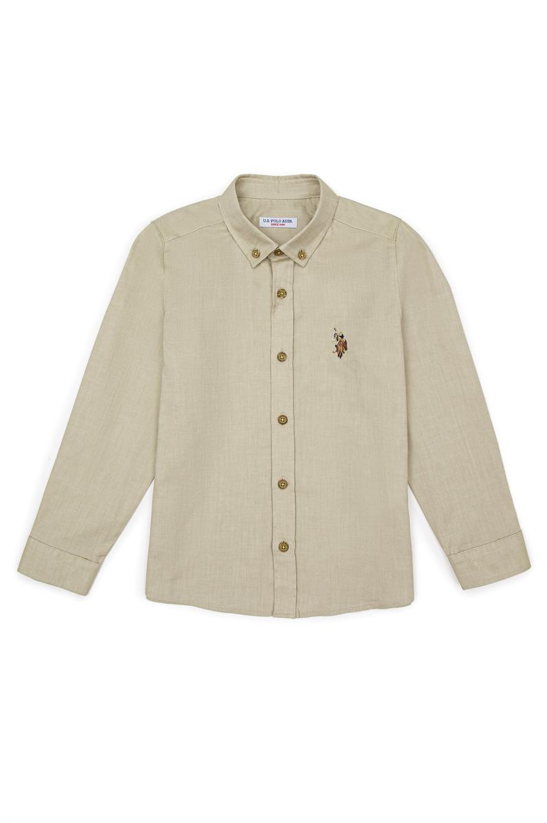 Erkek Çocuk Koyu Haki Uzun Kollu Basic Gömlek