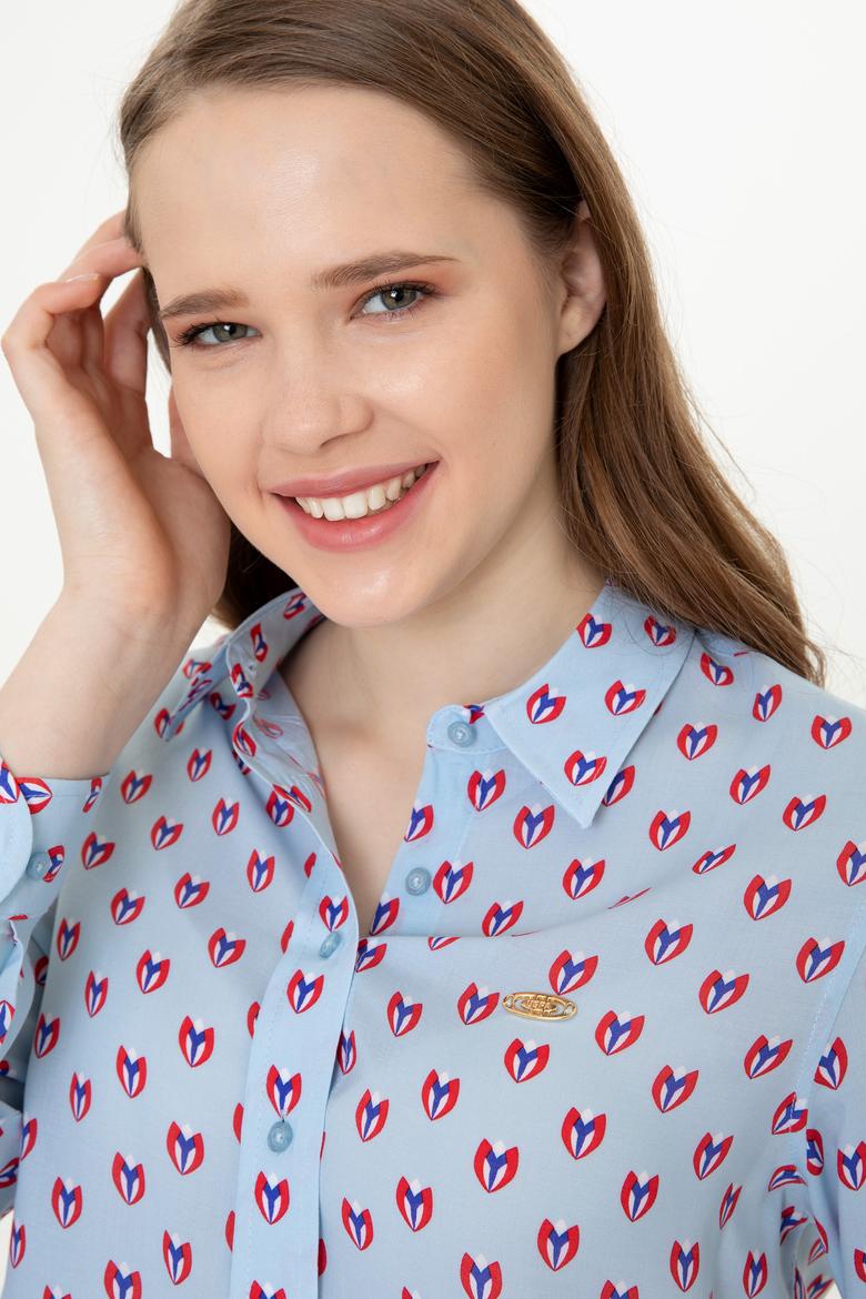 Kadın Açık Mavi Uzun Kollu Gömlek - 50249535002