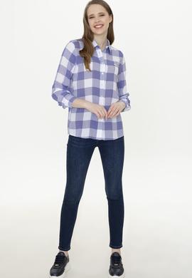 Kadın Mavi Uzun Kollu Gömlek - 50251758002